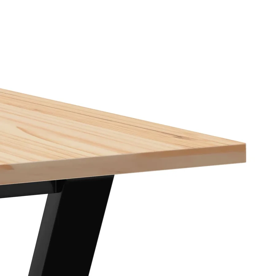 Table à manger cadre en Y 70x70x75 cm bois de pin massif acier - 7
