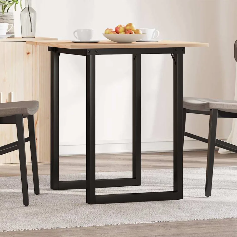 Table à manger cadre en O 70x70x75 cm bois de pin massif acier