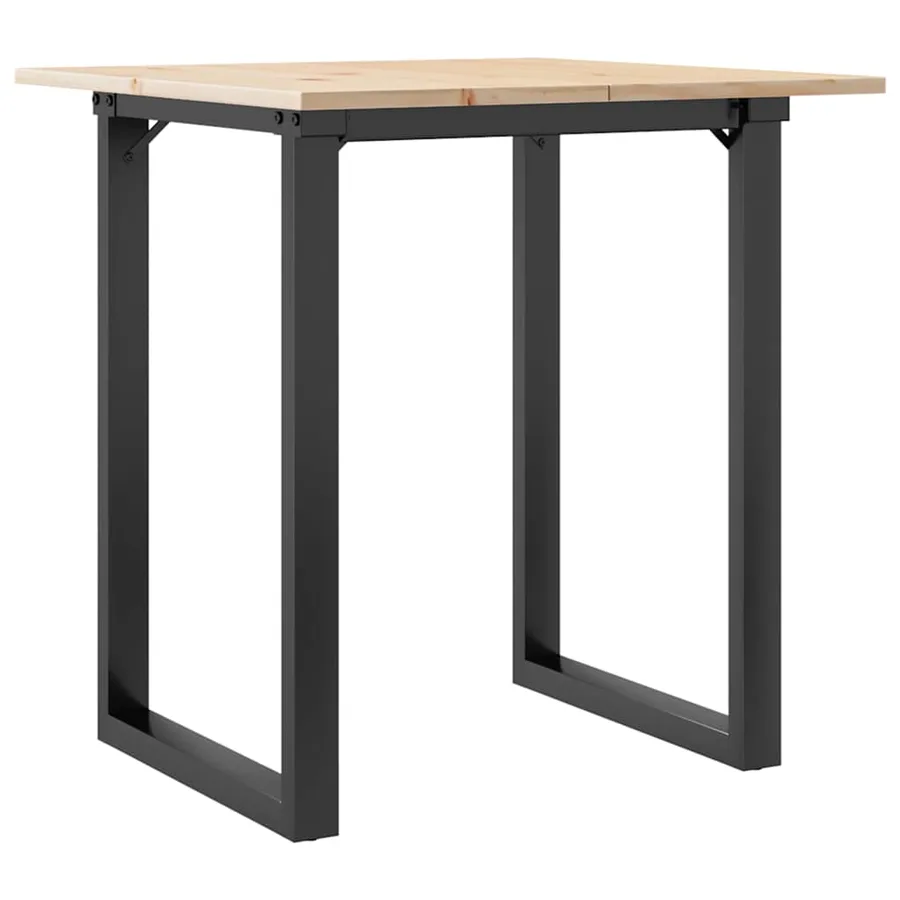 Table à manger cadre en O 70x70x75 cm bois de pin massif acier - 2