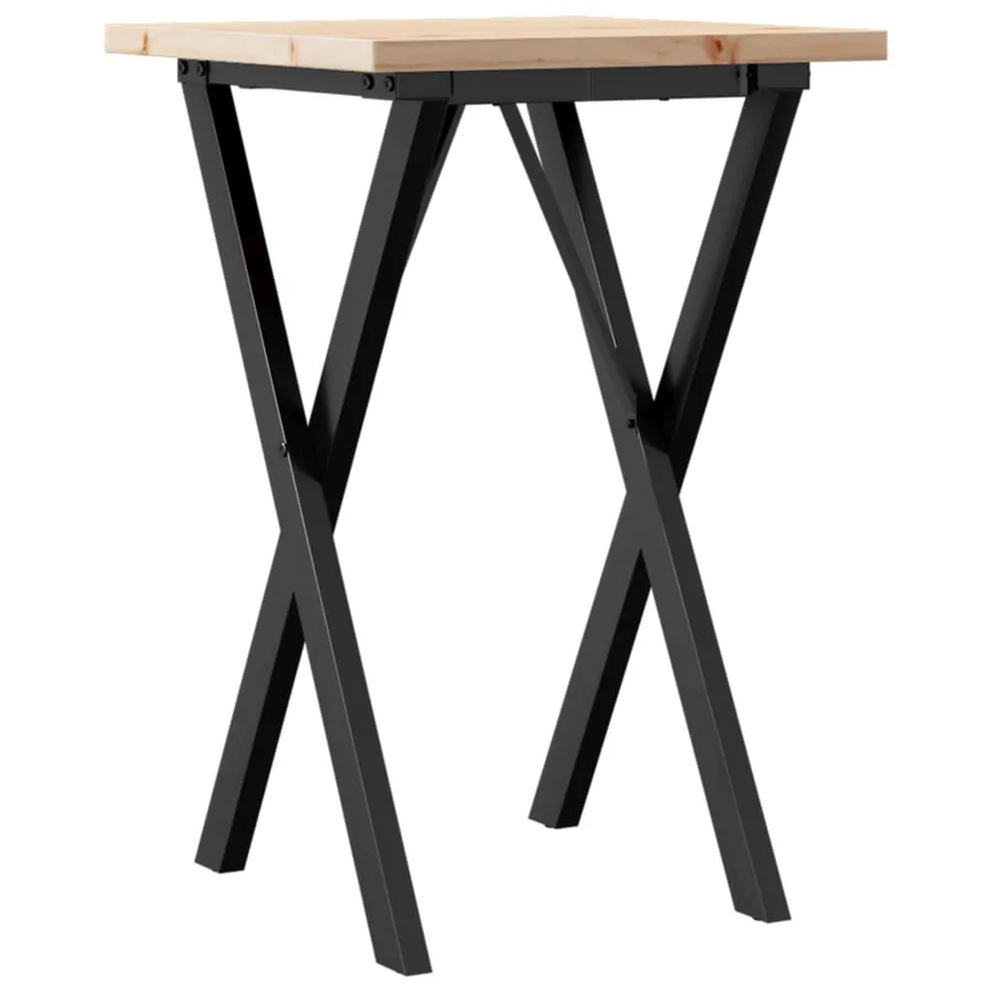 Table à manger cadre en X 50x50x75,5cm bois de pin massif acier - 6