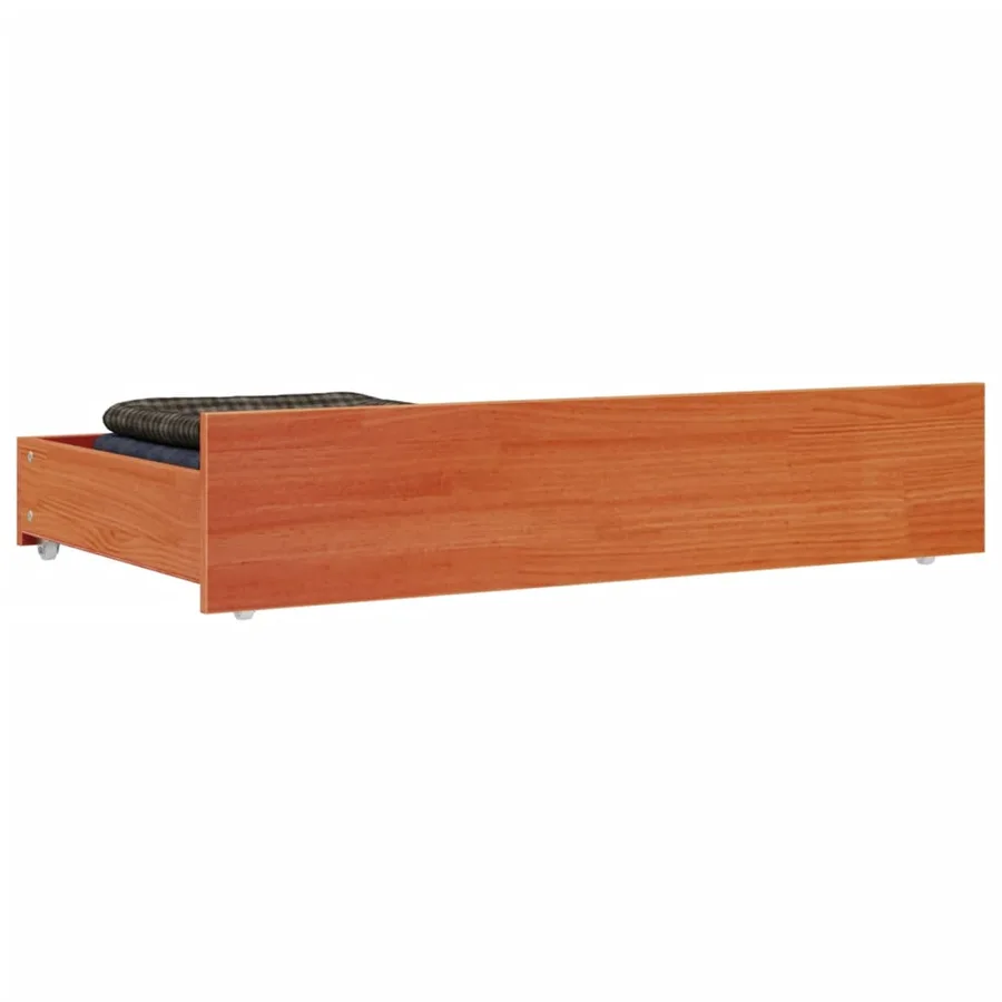 Tiroirs de lit 4 pcs cire marron bois de pin massif - 3