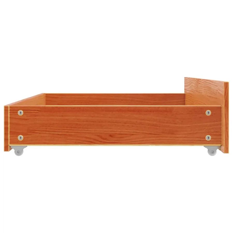 Tiroirs de lit 4 pcs cire marron bois de pin massif - 6