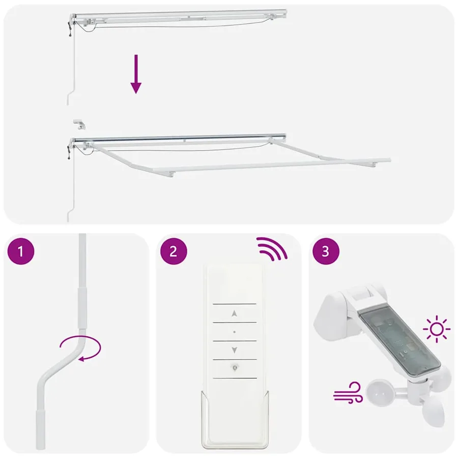Auvent rétractable automatique avec LED anthracite et blanc - 8