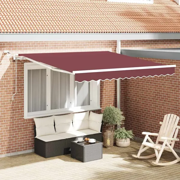 Auvent rétractable automatique avec LED bordeaux 300x250 cm