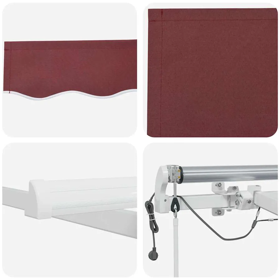 Auvent rétractable automatique avec LED bordeaux 300x250 cm - 11