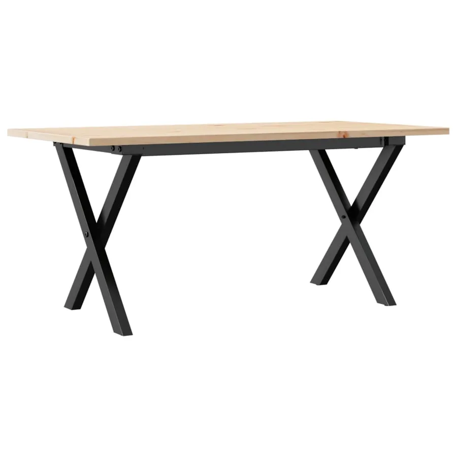 Table basse cadre en X 90x40x45 cm bois de pin massif et acier - 2