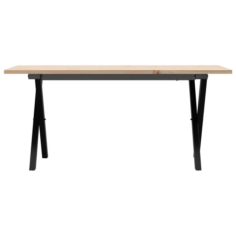 Table basse cadre en X 90x40x45 cm bois de pin massif et acier - 4