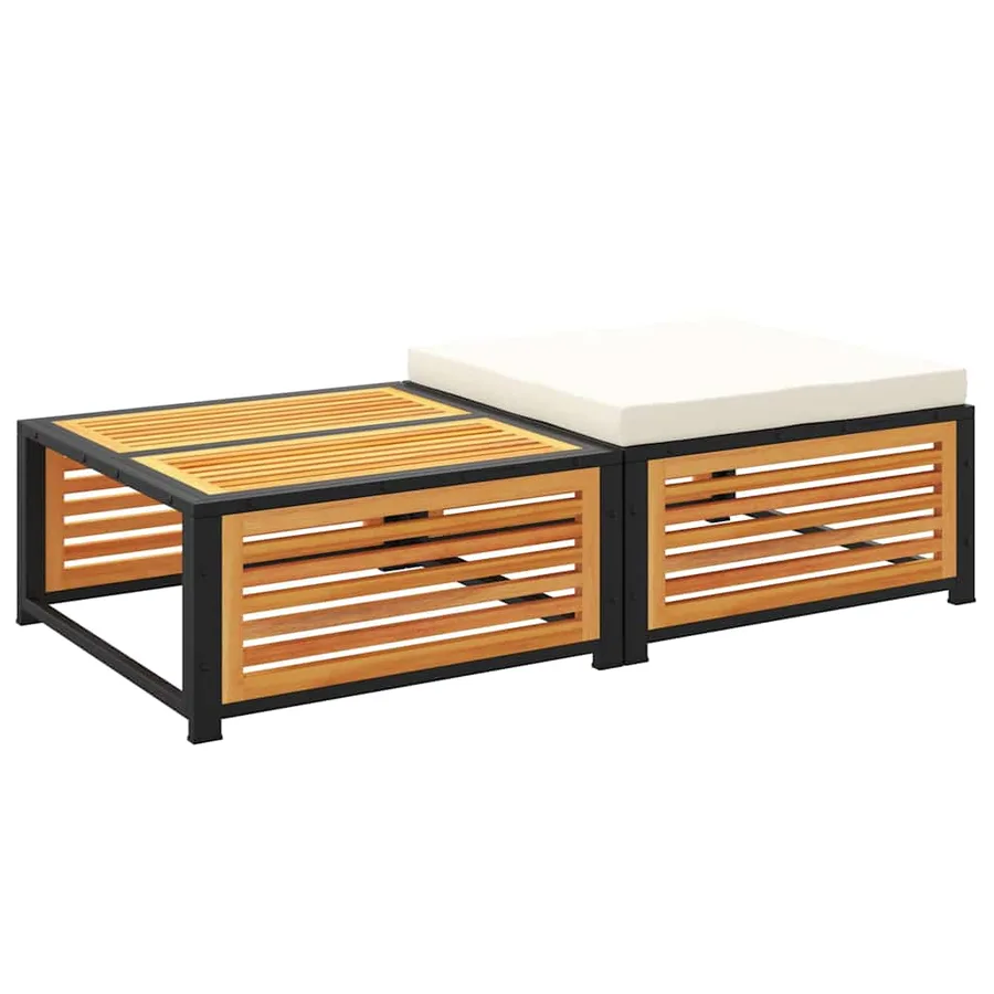 Table de jardin avec tabouret bois d'acacia massif - 2