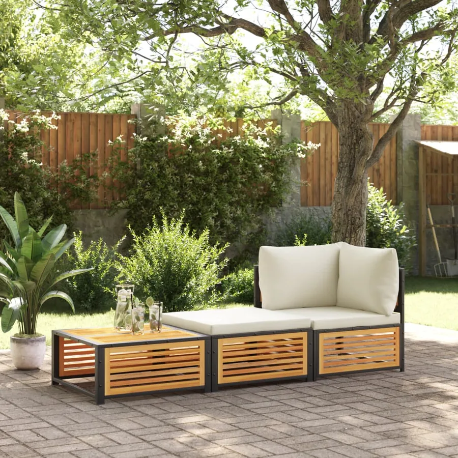 Table de jardin avec tabouret bois d'acacia massif - 3