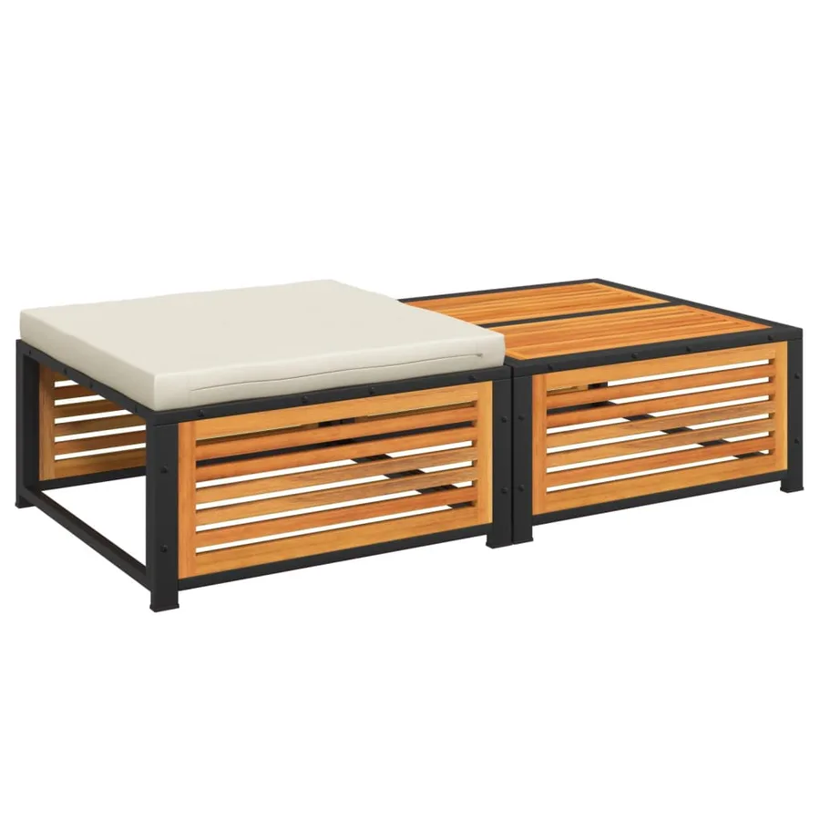 Table de jardin avec tabouret bois d'acacia massif - 7