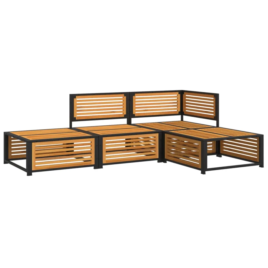Salon de jardin avec coussins 4 pcs bois d'acacia massif - 3
