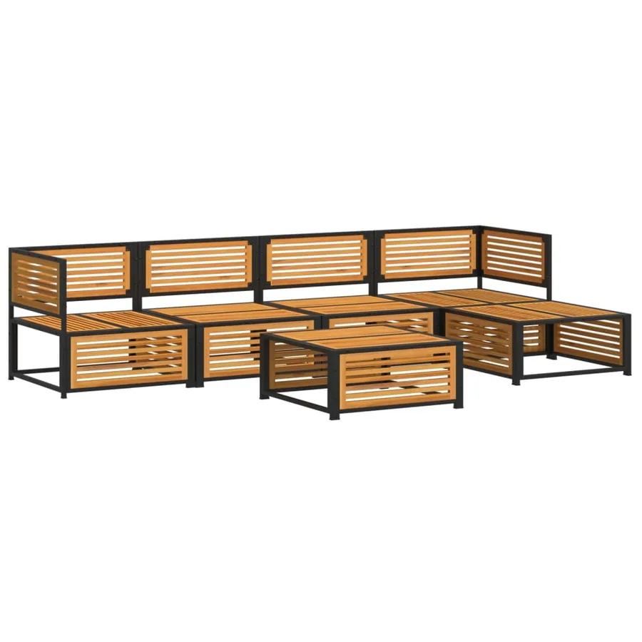 Salon de jardin avec coussins 6 pcs bois d'acacia solide - 3