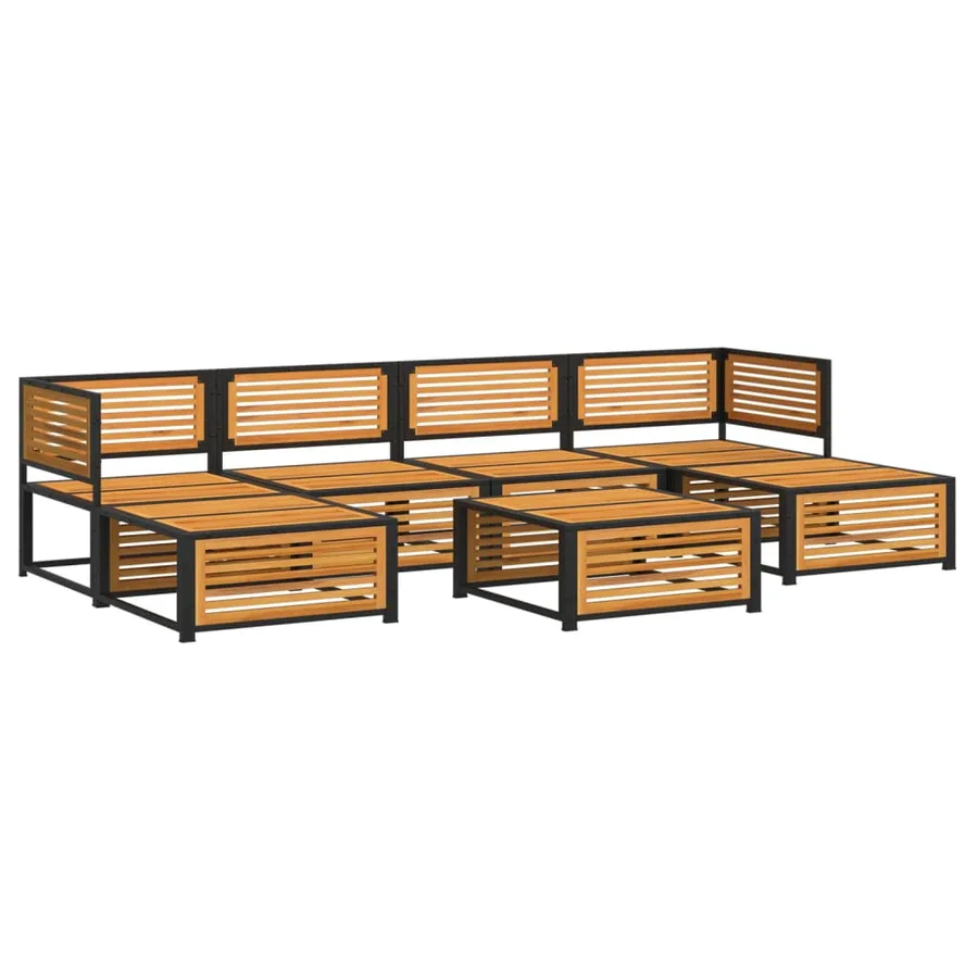 Salon de jardin avec coussins 7 pcs bois massif d'acacia - 3