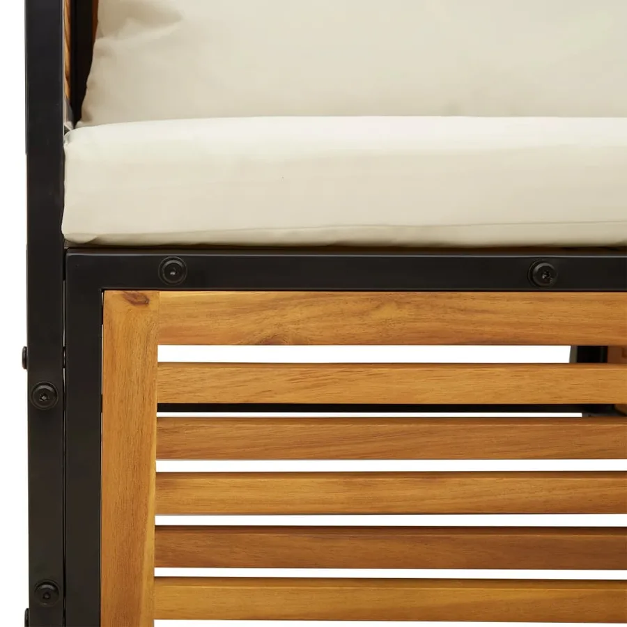 Salon de jardin avec coussins 5 pcs Bois d'acacia solide - 8