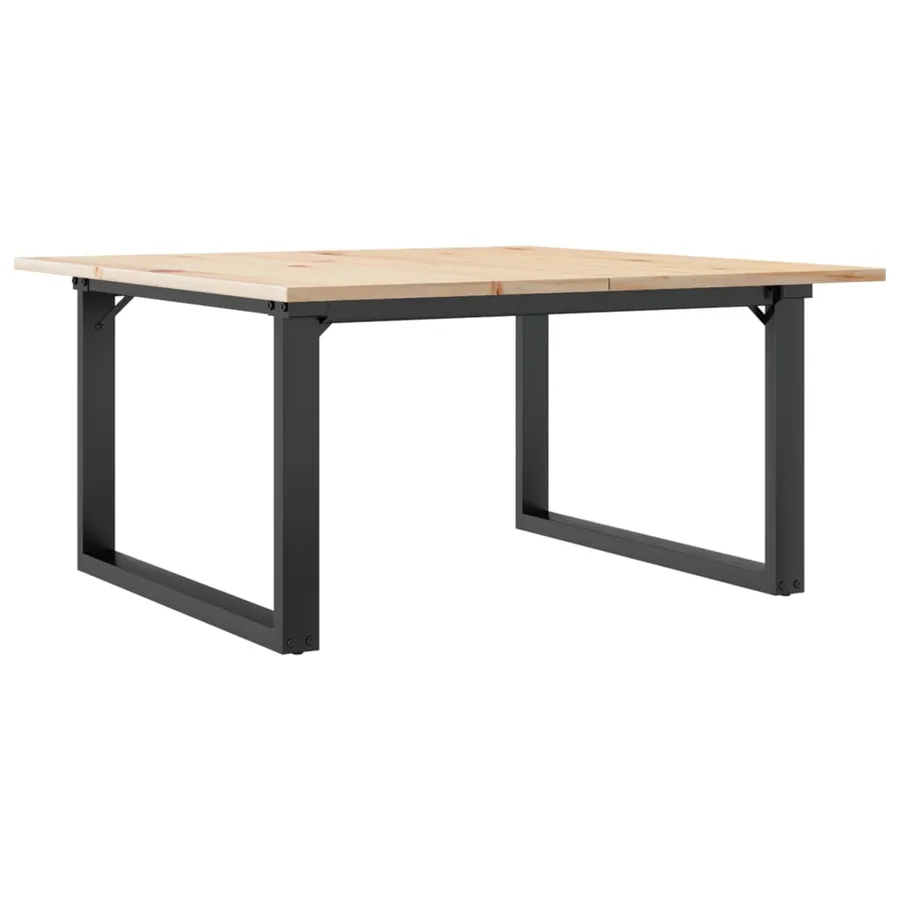 Table basse cadre en O 90x90x45 cm bois de pin massif et acier - 2