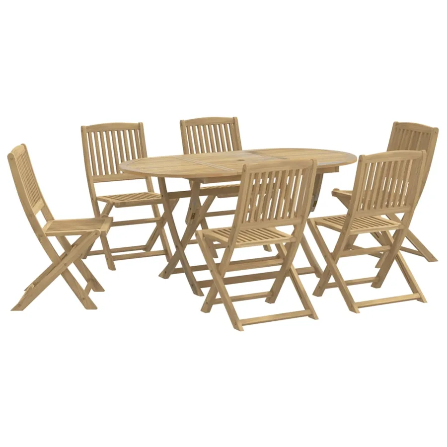 Ensemble à manger de jardin 7 pcs Bois d'acacia solide - 2