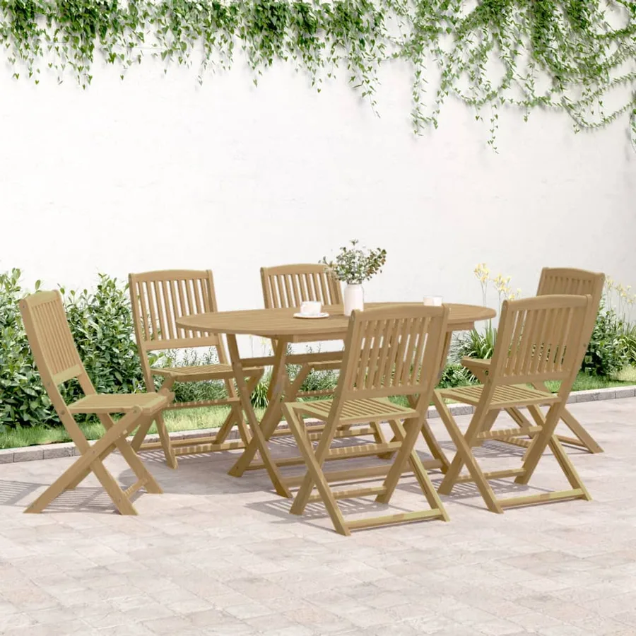 Ensemble à manger de jardin 7 pcs Bois d'acacia solide - 3