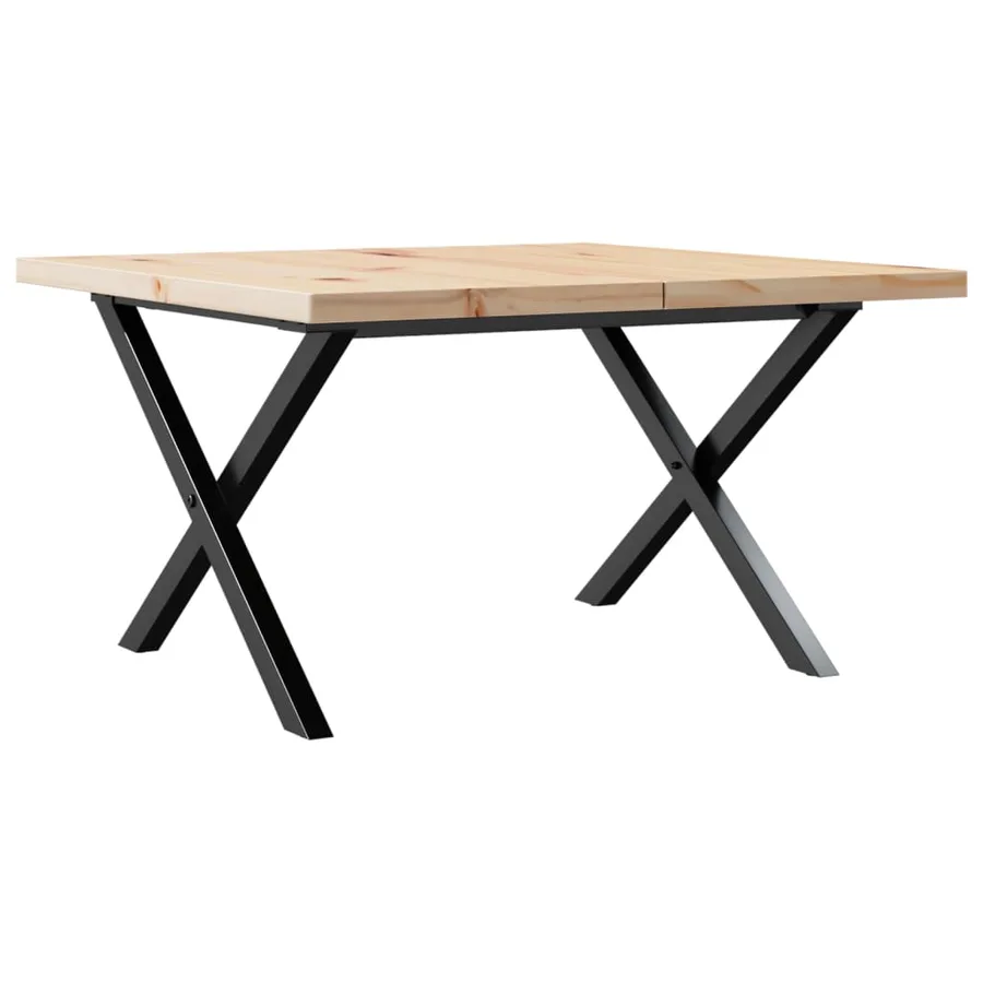 Table basse cadre en X 60x60x40,5cm bois de pin massif et acier - 2