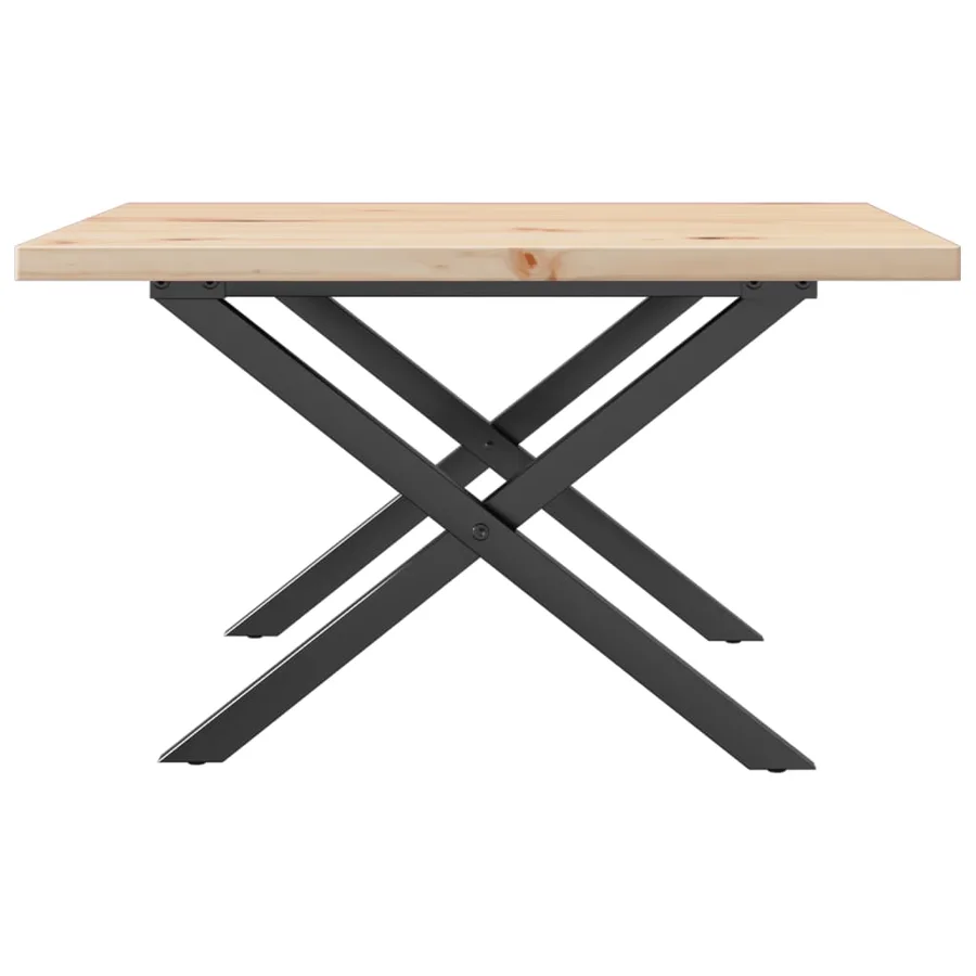 Table basse cadre en X 60x60x40,5cm bois de pin massif et acier - 5