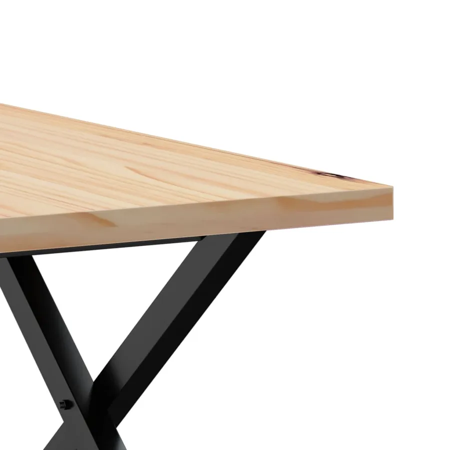 Table basse cadre en X 60x60x40,5cm bois de pin massif et acier - 7