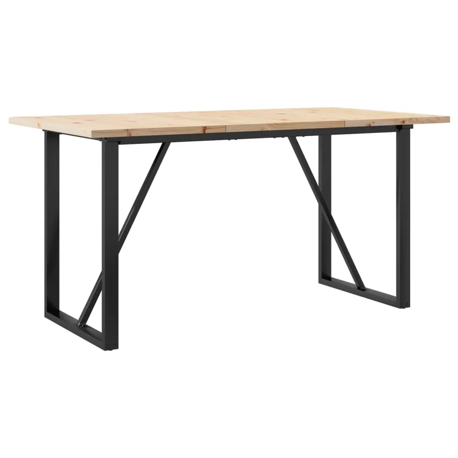 Table à manger cadre en O 160x80x75,5 cm bois pin massif acier - 6