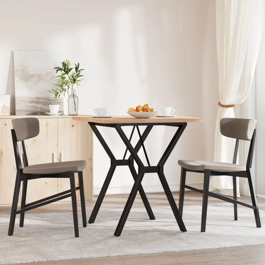 Table à manger cadre en Y 70x70x75,5cm bois de pin massif acier - 3