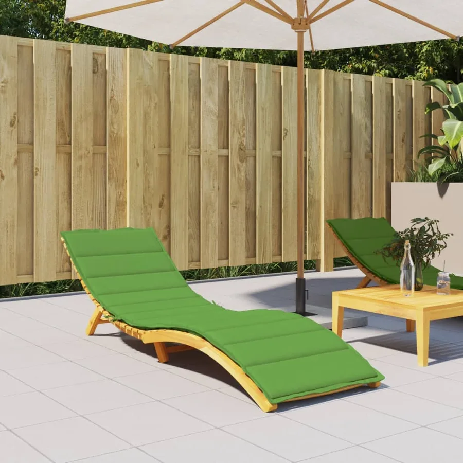 Coussin de chaise longue vert mélangé 200x60x4 cm tissu - 3