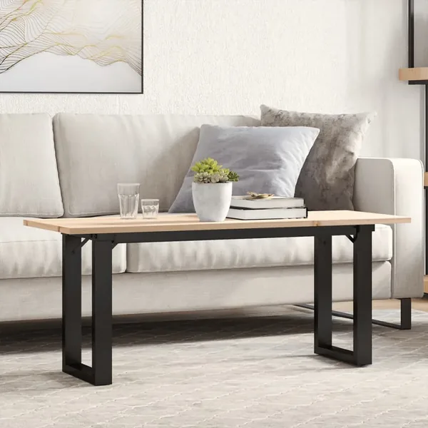 Table basse cadre en O 110x40x45 cm bois de pin massif et acier