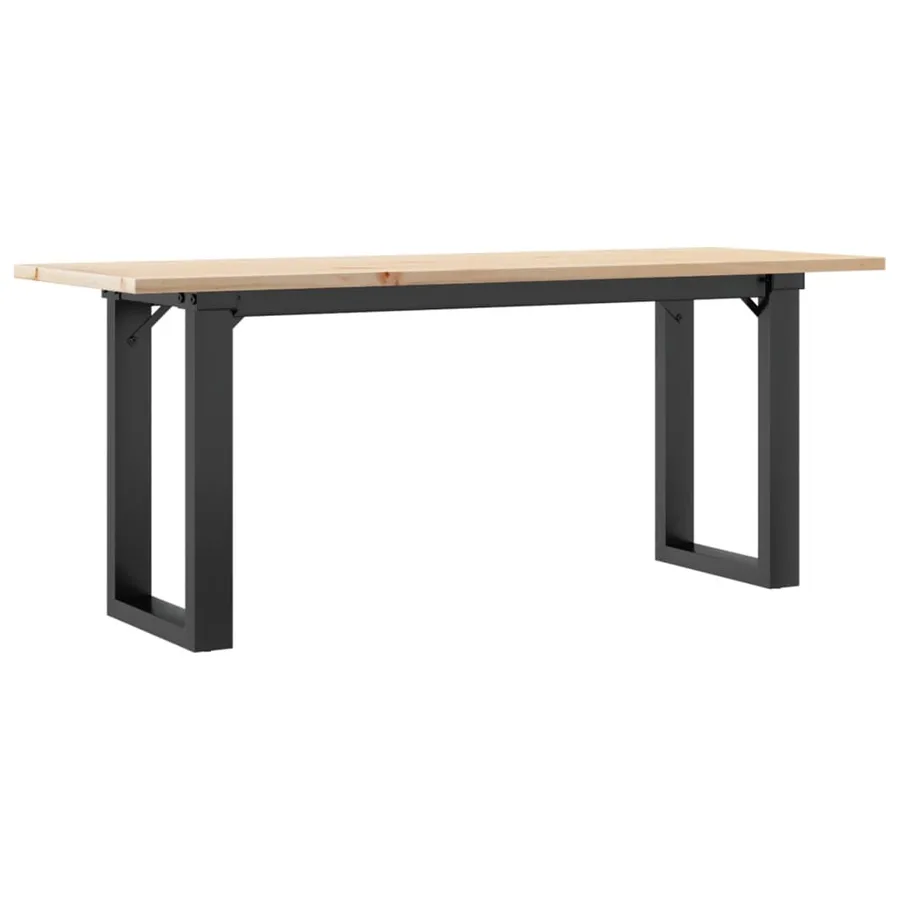 Table basse cadre en O 110x40x45 cm bois de pin massif et acier - 6