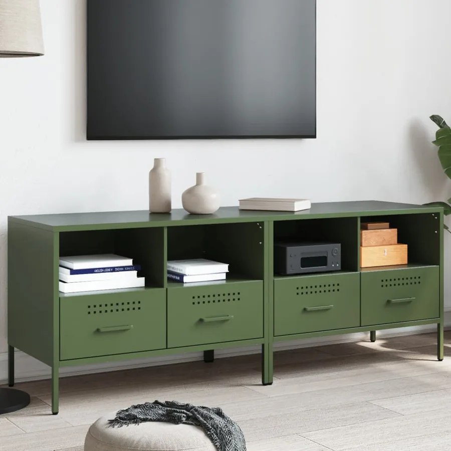 Meubles TV 2 pcs vert olive 68x39x50,5 cm acier