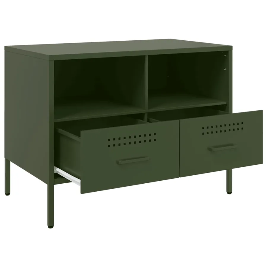 Meubles TV 2 pcs vert olive 68x39x50,5 cm acier - 10