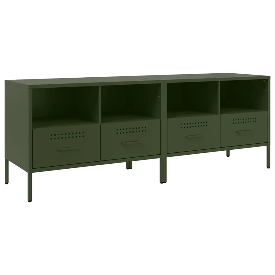 Meubles TV 2 pcs vert olive 68x39x50,5 cm acier - 2