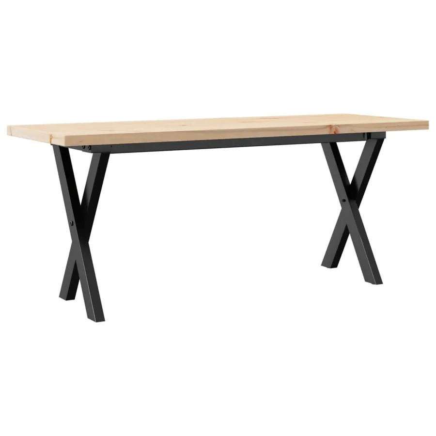 Table basse cadre en X 110x40x45,5 cm bois de pin massif acier - 2