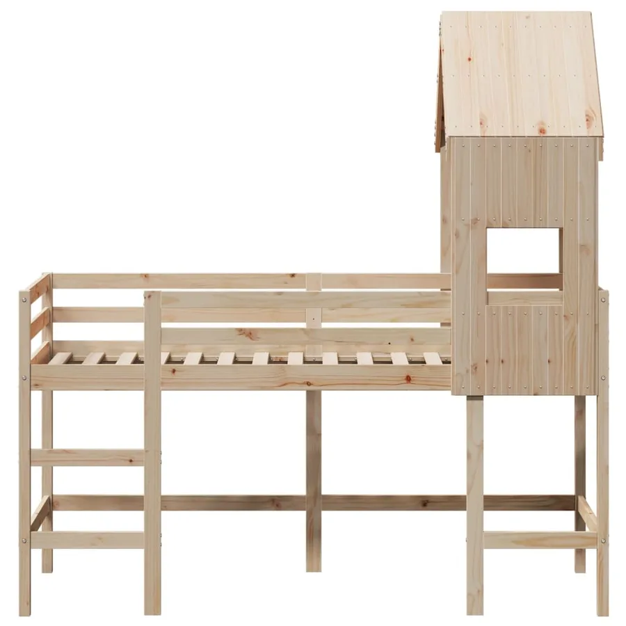 Lit superposé avec échelle et toit sans matelas 90x190 cm - 4