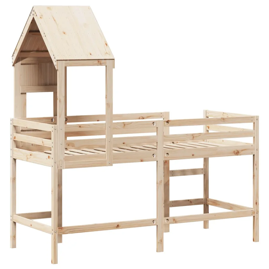 Lit superposé avec échelle et toit sans matelas 90x190 cm - 8