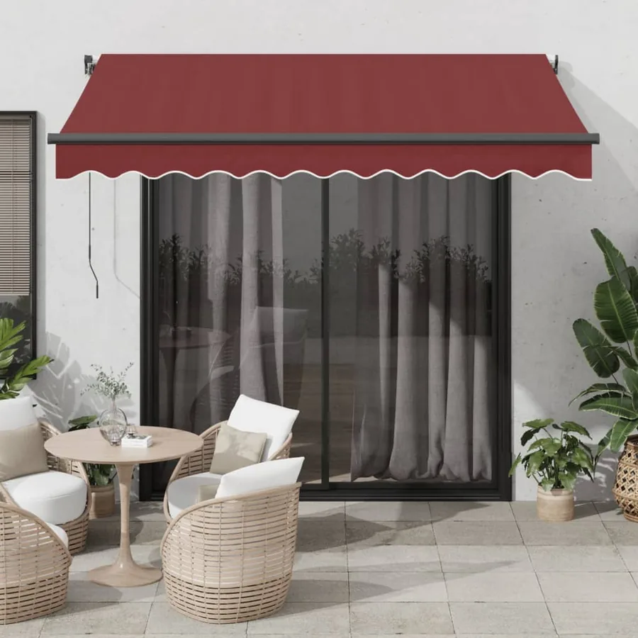 Auvent rétractable automatique avec LED bordeaux 350x250 cm