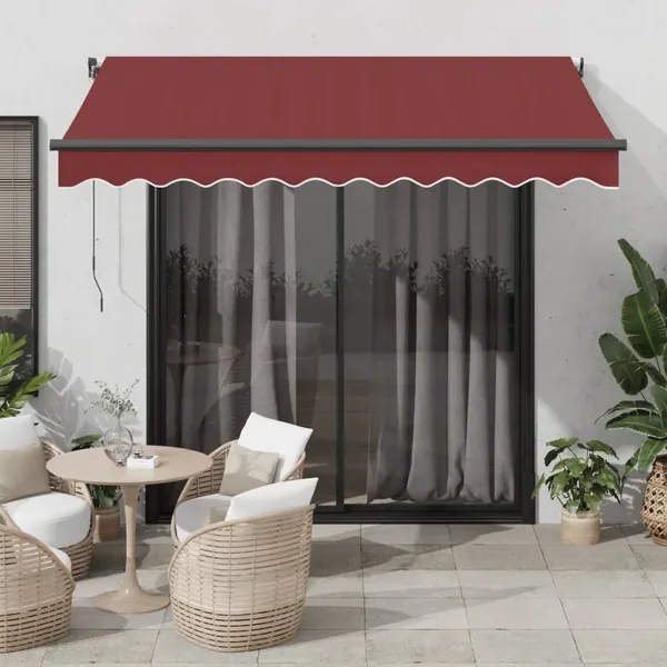Auvent rétractable automatique avec LED bordeaux 350x250 cm