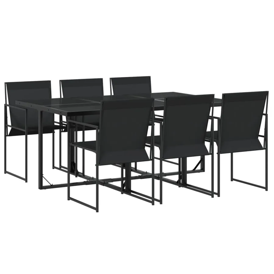 Ensemble à manger de jardin 7 pcs noir textilène - 2