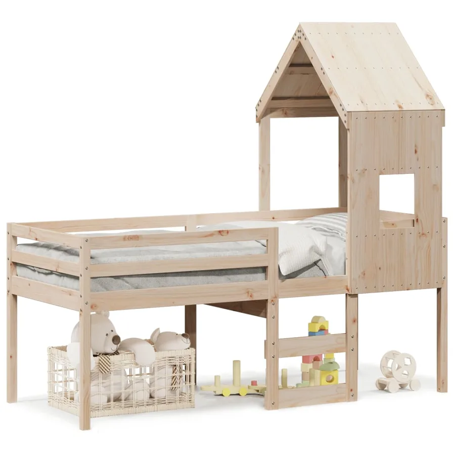 Lit haut sans matelas 90x200 cm bois de pin massif - 2