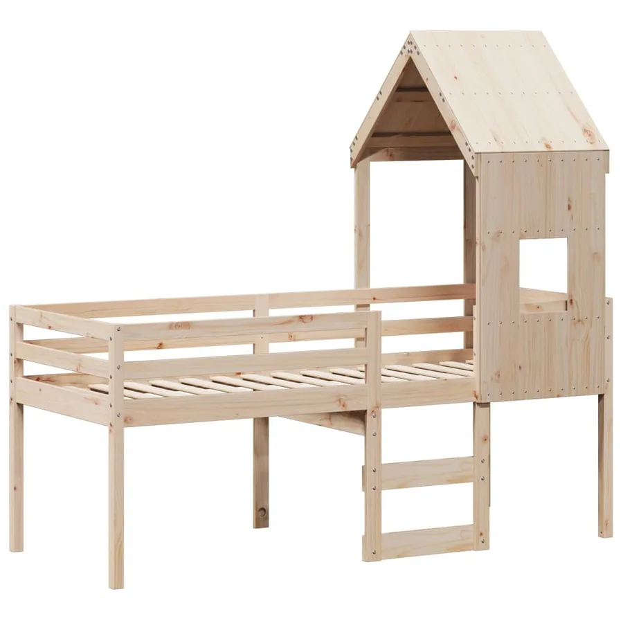 Lit haut sans matelas 90x200 cm bois de pin massif - 3