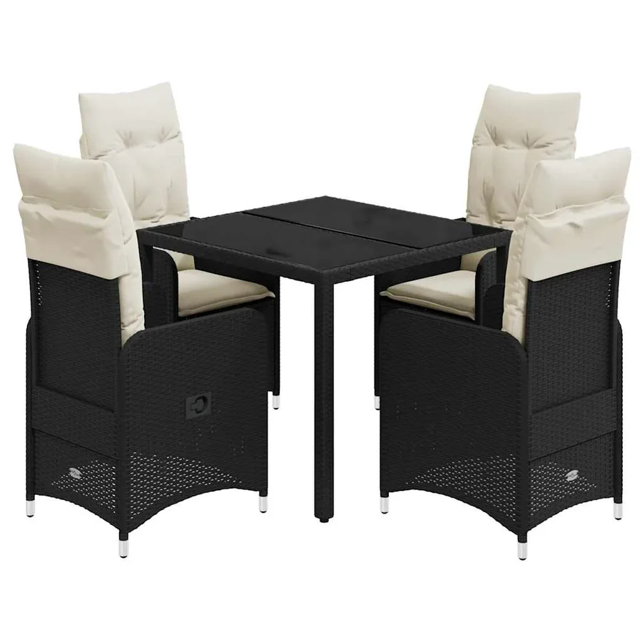Ensemble de bistro de jardin 5 pcs coussins noir poly rotin - 2