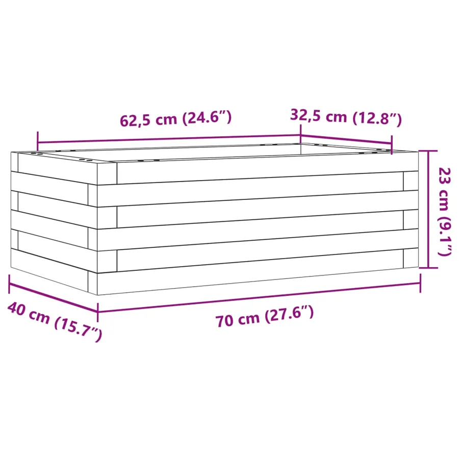 Jardinière cire marron 70x40x23 cm bois de pin massif - 10