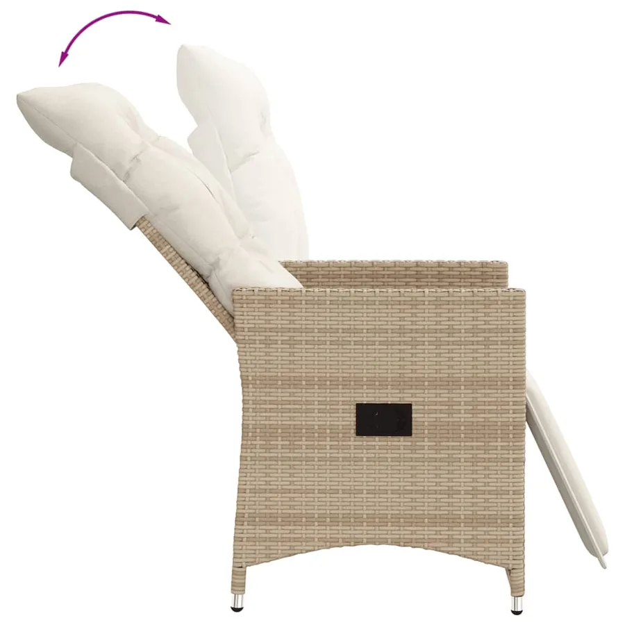 Ensemble de bistro 3 pcs avec coussins beige résine tressée - 5