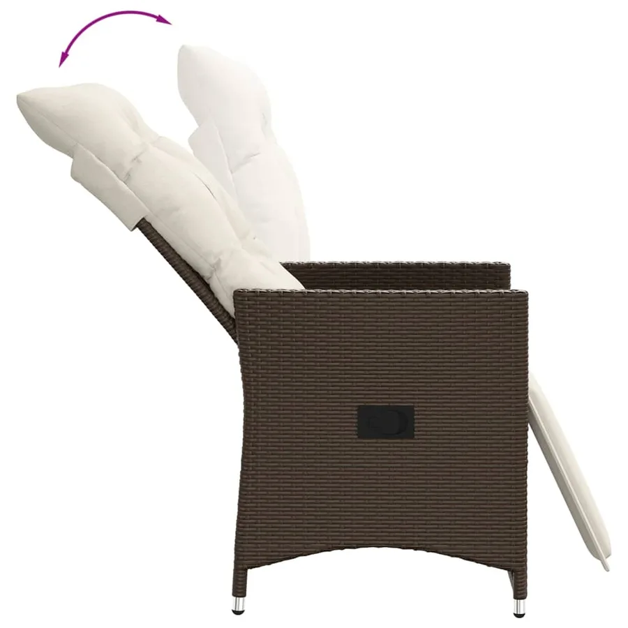 Ensemble de bistro 3 pcs avec coussins marron résine tressée - 5