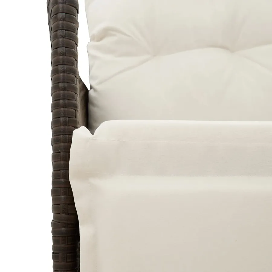 Ensemble de bistro 3 pcs avec coussins marron résine tressée - 7