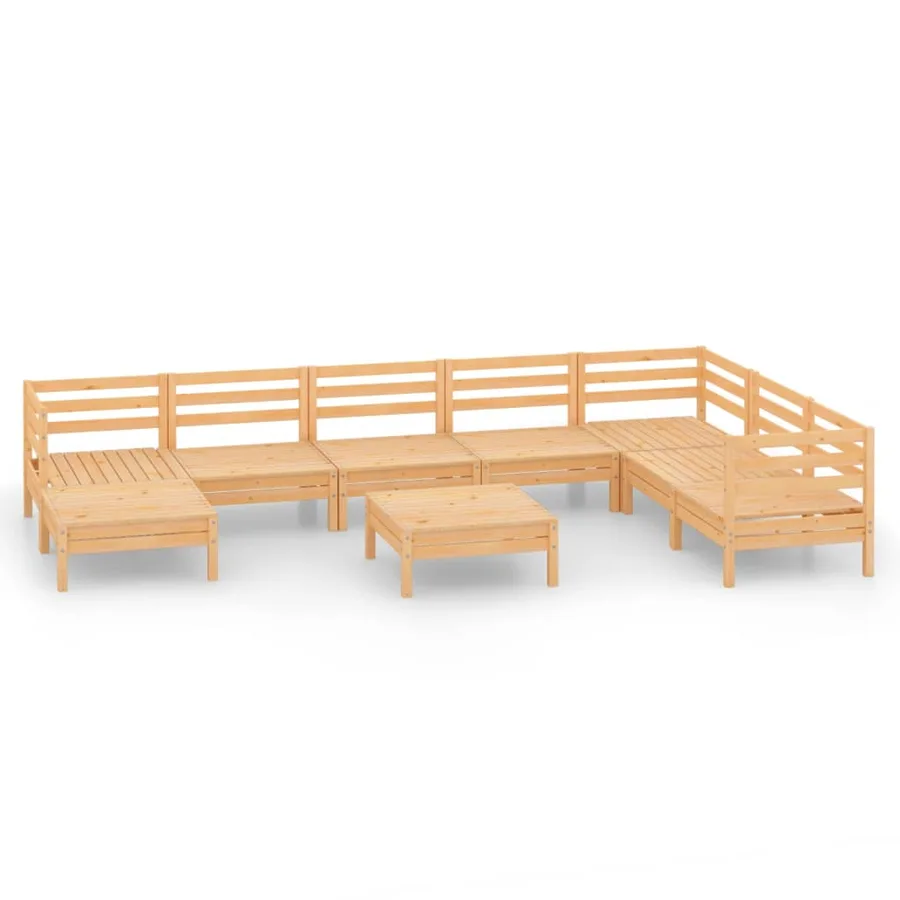 Salon de jardin 9 pcs Bois de pin massif - 2