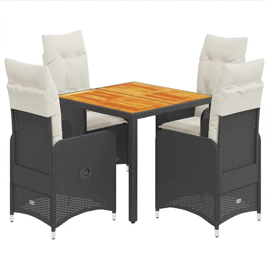 Ensemble de bistro de jardin 5 pcs coussins noir poly rotin - 2