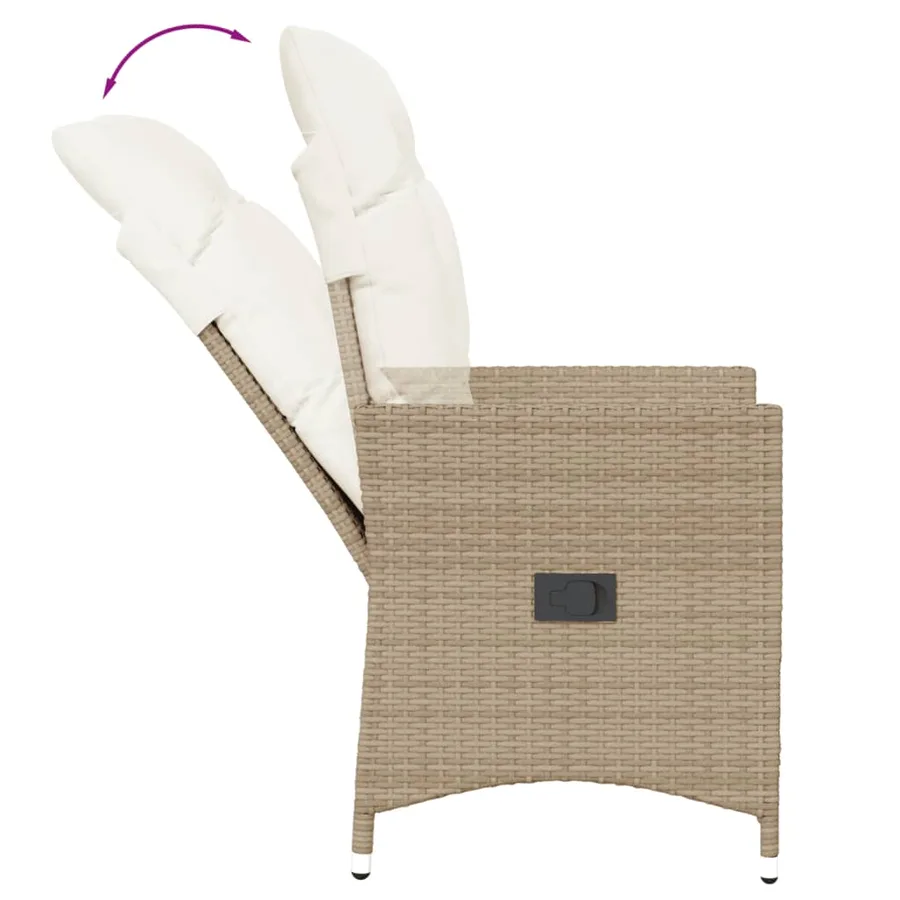 Ensemble de bistro 3 pcs avec coussins beige résine tressée - 5