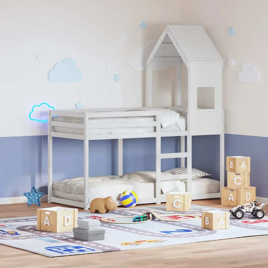 Toit de lit pour enfants blanc 55x99x139,5cm bois de pin massif