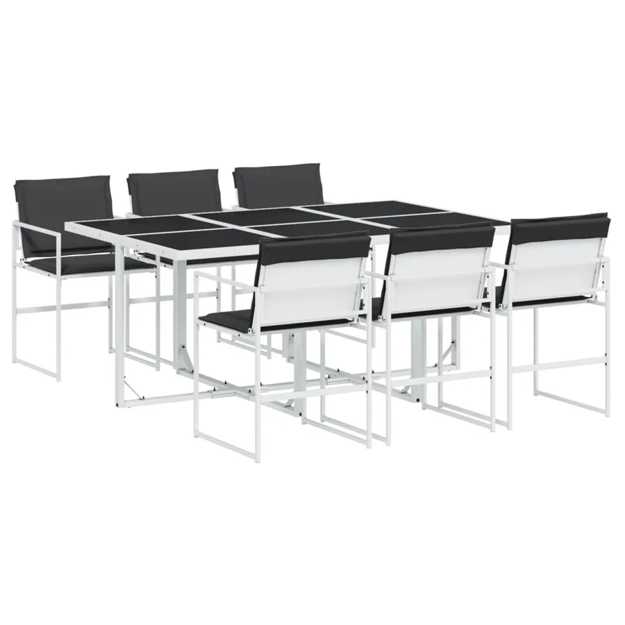 Ensemble à manger de jardin avec coussins 7 pcs blanc textilène - 2